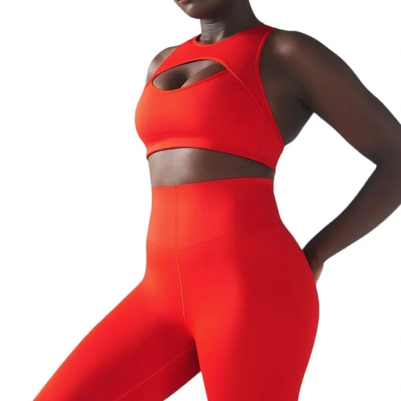 Savage Fenty Hotline High Waist Leggings Hotline Sports Bra Fire engine red Sz L - Picture 3 of 13